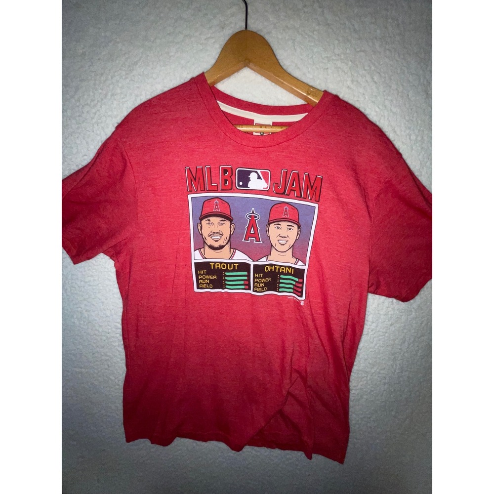 Homage MLB Jam Los Angeles Angels Mike Trout Shohei Ohtani vtg Graphic Shirt XL